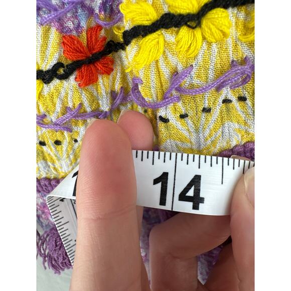 Raga Anthropologie Top Women XS Purple Yellow Strapless Crop Boho Festival Beach - Picture 7 of 7